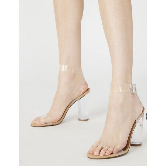 STEVE Madden “Clearer” Clear Round  Block Heels Sandals Women size 11 $109 - Picture 1 of 10